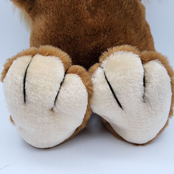 Vtg Union Toy Brown Dog Plush 15" Big Feet Floppy Fuzzy Ears Leather Nose 80s - Picture 3 of 13